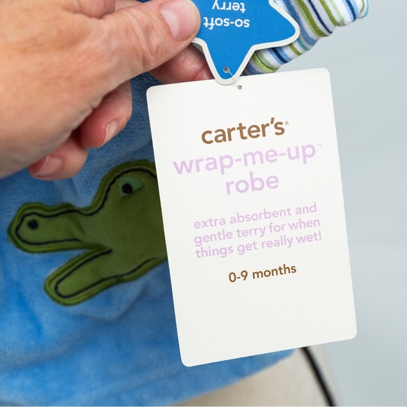 Carter’s soft terry velour wrap-me-up robe blue baby boys 0-9 months Carter’s - Picture 7 of 10